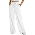 thumbnail image 1 of SMZ Womens Wide Leg Sweatpants High Waisted Baggy Lounge Pants Drawstring Athletic Flared Joggers with Pockets, 1 of 6
