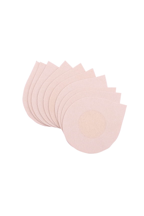 10 Pack Round Disposable Non Woven Fabric Adhesive No Show Nipple Cover Patches Breast Petals Chest Pad Disposable Chest Patch (Beige Free Size )