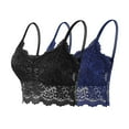 thumbnail image 1 of SMihono 2 PC Womens Lace Bralette,Sexy Lace Camisole Bralette Top with Thin Shoulder Straps Floral Bandeau Bra Crop Top Navy M, 1 of 1