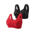 thumbnail image 1 of SMihono 2 Pack Daisy Bras, Lisa Charm Bras, Lisa Charm Bras Front Snaps Comfortable & Convenient Front Button Bra, Full Coverage Bras Red 8, 1 of 5