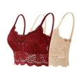 thumbnail image 1 of SMihono 2-Pack Floral Lace Bralette for Women Spaghetti Strap V Neck Tank Top Comfortable Wireless Camisoles Bra Wine XL, 1 of 7