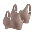 thumbnail image 1 of SMihono 2 Pack Upliftjoys Bra, Roarrave Bra, Womens Ribbed Push-Up Bras, Adjustable Wireless, Invisible Lift, Comfortable Full Coverage Coffee XXXXXL, 1 of 5