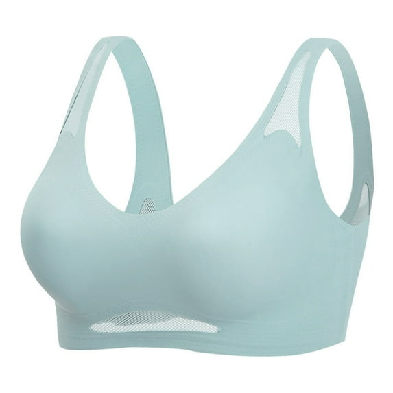 SMihono 2025 New Breathable Cool Liftup Air Bra for Women Mesh Sports High Support Plus Size Wireless Bras with Support Light Blue L