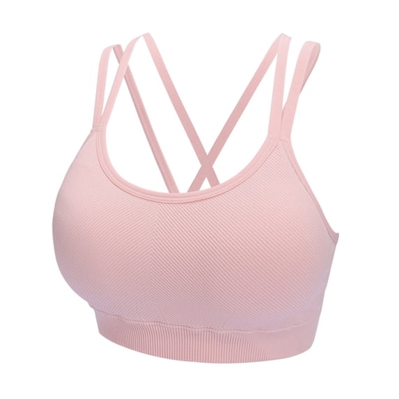 SMihono 2025 Sports Bra for Women v-Neck Strappy Criss Cross Yoga Bralette Thin Belt Shockproof New Breathable Underwear (Pink M )