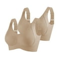 thumbnail image 1 of SMihono 2PC Womens Wireless Bras No Underwire Push Up Bra Seamless Ribbed Cozy Full Coverage Adjustable Straps Everyday Bra Khaki XXXXL, 1 of 5