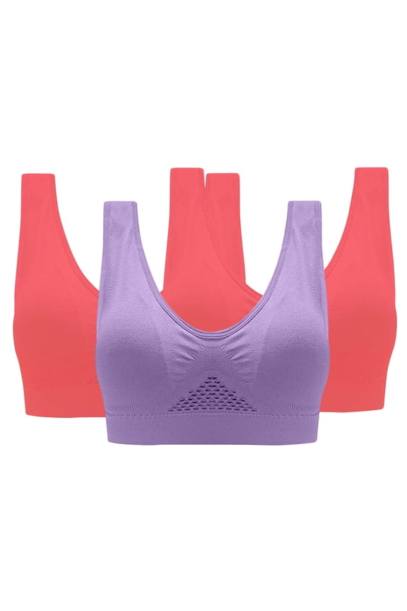 3 Pack Breathable Cool Liftup Air Bras,2025 New Breathable Sports Bras for Women Plus Size,Comfortable Sports Bra (Purple S )
