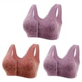 thumbnail image 1 of SMihono 3 Pack Daisy Bras for Older Women 2025 Comfy Convenient Front Closure Bras Full Support No Underwire Bras Coffee XXL, 1 of 6