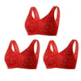 thumbnail image 1 of SMihono 3 Pack Daisy Bras for Older Women, 2025 No Underwire Summer Breathable Front Closure Bras for Women Push Up Bras Red 12, 1 of 4