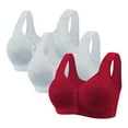 thumbnail image 1 of SMihono 3 Pack Daisy Bras for Older Women No Underwire Front Closure Push Up Bra Full Coverage Upgraded Breathable Cotton Bra Wine XXXXXL, 1 of 2