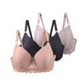 thumbnail image 1 of SMihono 3 Pack Plus Size Bras for Women Underwire Supportive Push Up Tshirt Bra Full Coverage Adjustable Everyday Lace Bralettes Khaki 115C, 1 of 8
