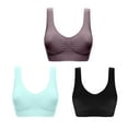 thumbnail image 1 of SMihono 3 Pack Stylish Sports Bra for Women High Support No Underwire Bra Plus Size Sleep Bra Comfort Push up Padded Bra (Black XL ), 1 of 3