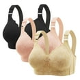thumbnail image 1 of SMihono 3 Pack Wireless Everyday Lace Bra for Women - Push Up Comfortable Full Coverage Bralettes No Underwire T-Shirt Bras Multicolor XXL, 1 of 8