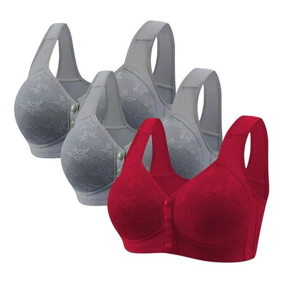 SMihono 3 Pack Women Comfortable Adjustable Wireless Bra Soft Breathable Everyday Support Seamless T-Shirt Underwear Plus Size Bras Wine XXXXXXL