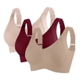 thumbnail image 1 of SMihono 3 Pack Womens Seamless Bras Comfort Ribbed Wireless Push Up Full Coverage Adjustable Everyday Sports Bra Wine XL, 1 of 8