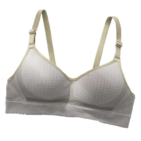 SMihono Adolescent Girls' Underwear, Female Students' Underwear, Soft and Comfortable Without Steel Rings, Women's Underwear Green L