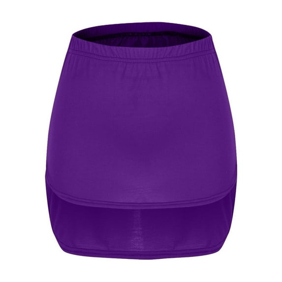 SMihono Basic Mini Skirts Shirt Extender for Women Layering Fake Top Solid Color Elastic Half-Length Shirt Extenders Purple 8