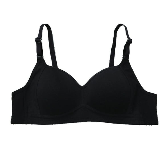 SMihono Big Girls Cotton Training Bras Wireless Light Padded A Cup Sports Bra Thin Style Small Chest Push Up No Steel Ring Underwear Bra Black S