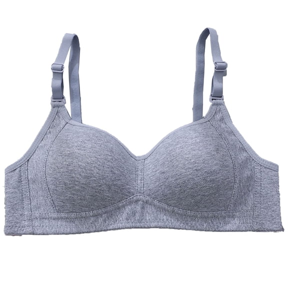 SMihono Big Girls Cotton Training Bras Wireless Light Padded A Cup Sports Bra Thin Style Small Chest Push Up No Steel Ring Underwear Bra Dark Gray XL