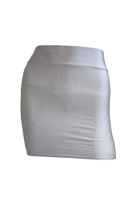 Bodycon Mini Skirt for Women Shiny Metallic Mini Skirt Wet Look Leather Short Skirt Stretch Pencil Party Skirts Clothes Silver 12
