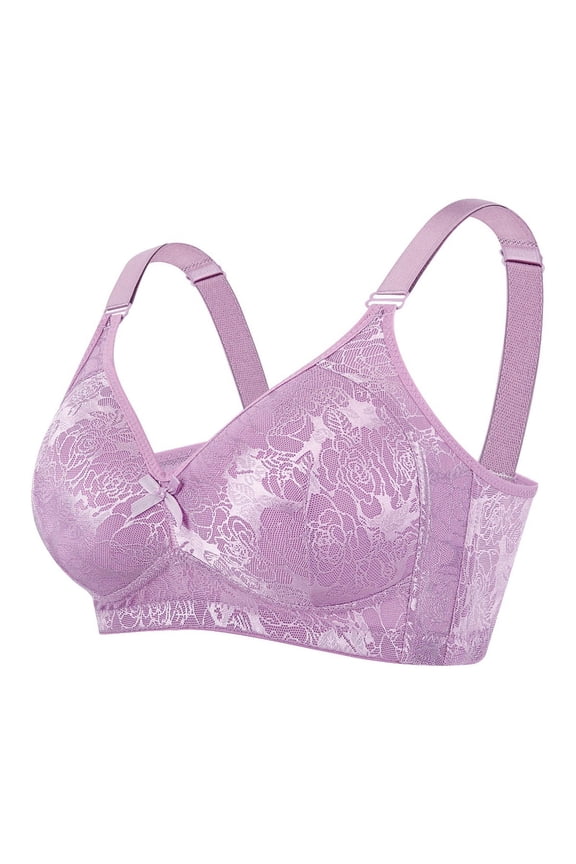 Bra for Women's Push Up Soft Cup Non Padded Sexy Bras Front Bow Wirefree Brassiere Casual Comfy Daily Bras Pink M