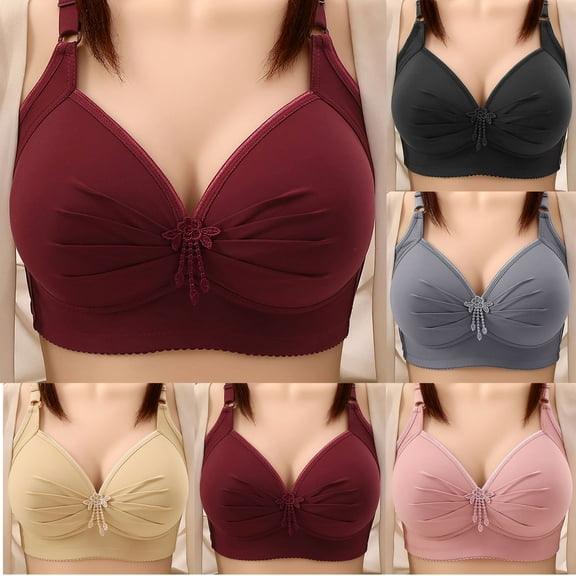 SMihono Bras for Women 2025 Plus Size Wireless High Impact Push Up Bra Seamless Supportive Full Coverage Everyday Underwire Beige L