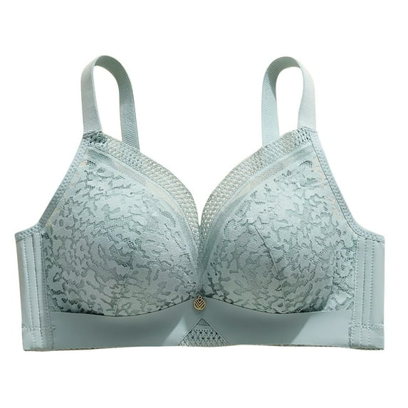 SMihono Bras for Women Floral Lace Adjustable Straps Bra Full Coverage Push Up Lift Comfort Breathe Stretch Everyday Bralettes Green 34
