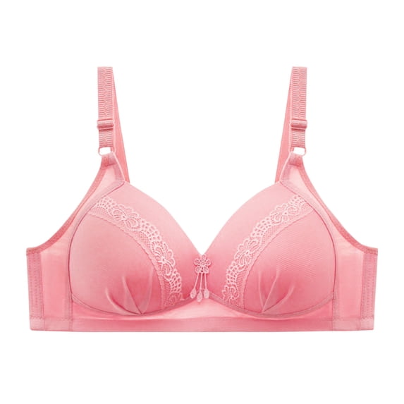 SMihono Bras for Women Front Buckle Underwear Full Coverage Padded Wireless Push Up Plus Size Thin Stretchable Tank Top Bra Hot Pink 52
