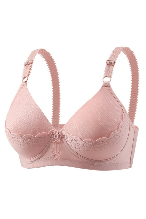 Bras for Women Full Coverage Back Fat Push Up for Big Bust Everyday Wear Plus Size Comfort Wire Free Full Support Bras Pink 36