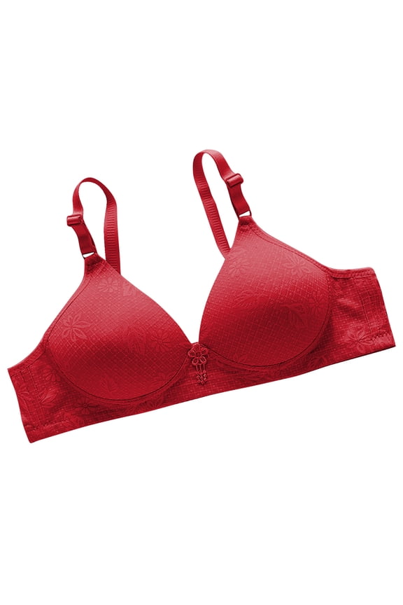 Bras for Women No Underwire Push Up Bra Deep V Soft Support Seamless Comfortable Wire Free Bralette Lift Up Daily Bras Red 8