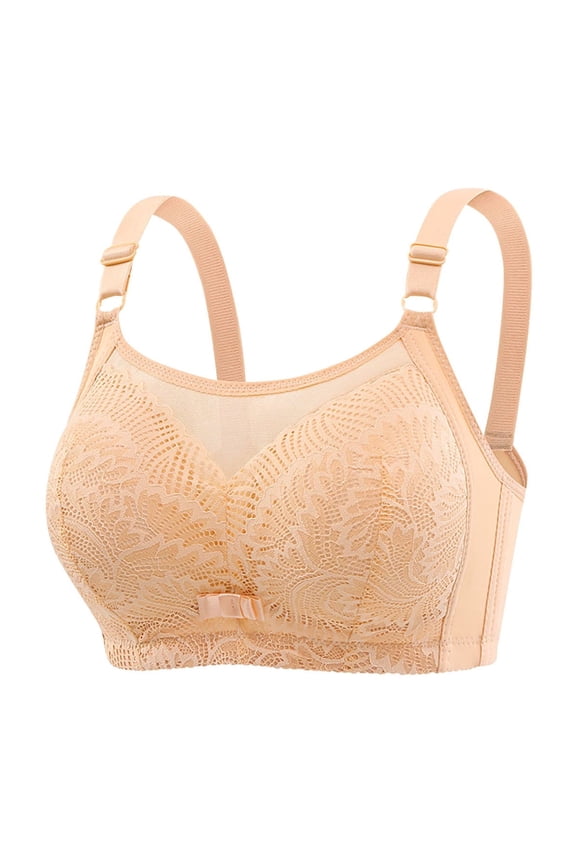 Bras for Women No Underwire Push Up Full Coverage Mesh Bras Comfortable Adjustable Solid Color Everyday Bra Beige 8