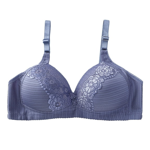 SMihono Bras for Women V Neck No Underwire Wireless Everyday Bra with Lift Push Up Bralette Adjustable Straps Embroidery Bra Light Blue XXL US(12)