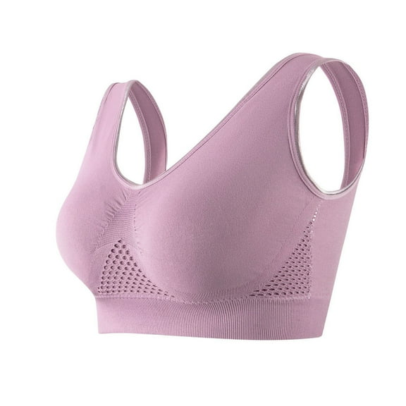 SMihono Breathable Anti-Sagging Sports Bras for Women No Underwire Everyday Bra Plus Size Wireless Comfort Liftup Push up Bra Purple M