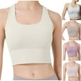 thumbnail image 1 of SMihono Butterluxe Womens U Back Sports Bra - Scoop Neck Padded Low Impact Yoga Clothes Workout Crop Top with Built in Pads Army Green 4, 1 of 4