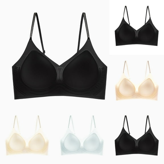 SMihono Caralush Bras for Women Wireless Push-Up Bra Lifting Seamless Bra Comfortable Full Coverage Everyday Bras Khaki XL