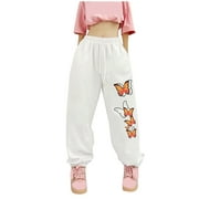 SMihono Cargo Pants Women Teen Girls Pants Hippie Punk Trousers Streetwear Jogger Pocket Solid Loose Overalls Long Pants Full Length Sweatpants for Women 2023 Trendy White 4
