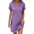 thumbnail image 1 of SMihono Casual Short Sleeve Summer Dresses for Women 2025 V Neck Boho Beach Dress Mini T Shirt Sundresses Dressy Work Ouftits Purple S, 1 of 9