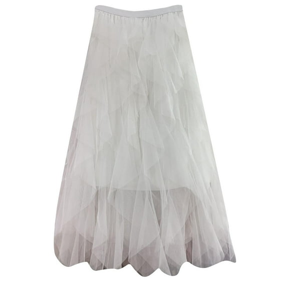 SMihono Casual Skirts for Women,Retro Elastic High Waisted Flapper Long Skirt,Lightweight Boho Fall Maxi Skirt for Women Under Dress White 4-8