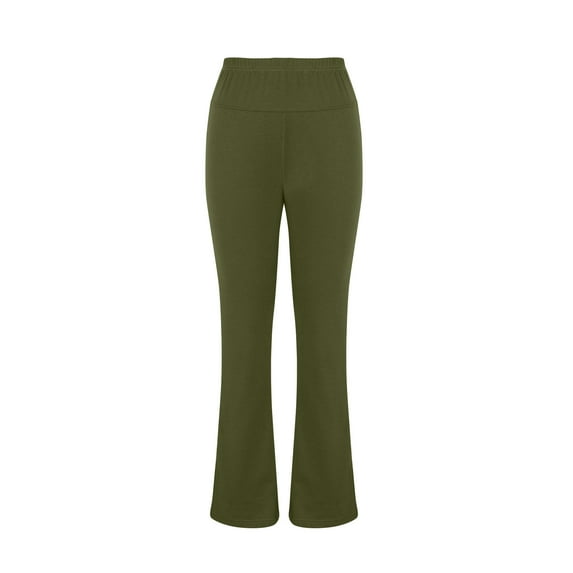 SMihono Clearance 2024 Leggings High Waisted Yoga Pants For Women Pants Soft Bell Bottom Trousers Skinny Slim Fit Full Length Pants for Ladies Love Army Green 4