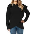 thumbnail image 1 of SMihono Clearance Lantern Sleeve Tunic T Shirt Blouse Womens Plus Size Solid Color Long Sleeve Crew Neck Keyhole Neck Solid Color Female Leisure Black L, 1 of 5