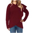 thumbnail image 1 of SMihono Clearance Lantern Sleeve Tunic T Shirt Blouse Womens Plus Size Solid Color Long Sleeve Crew Neck Keyhole Neck Solid Color Female Leisure Wine XXL, 1 of 5