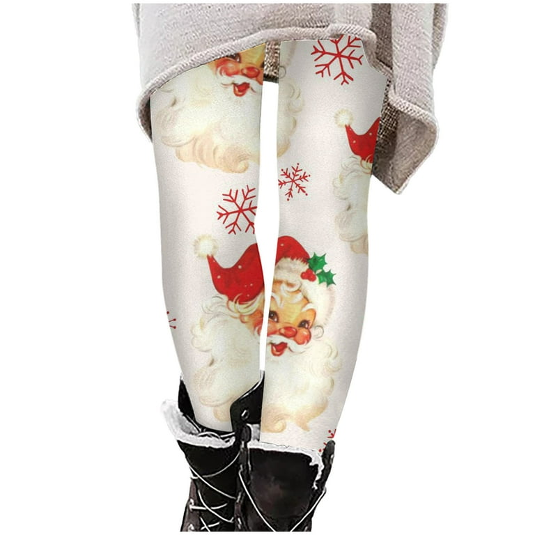 SMihono Clearance Leggings for Women Christmas High Waist Stretchy Warm  Thermal Pants Elastic Leggings Pants Full Length Trousers Leggings for  Ladies Gifts White 12 