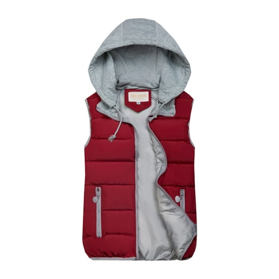 SMihono Clearance Sleeveless Zip Up Hoodie Cotton Vest Coat Drawstring Womens Plus Casual Fashion Loose Zip Ups Solid Warm Tops Female Outerwear Red L