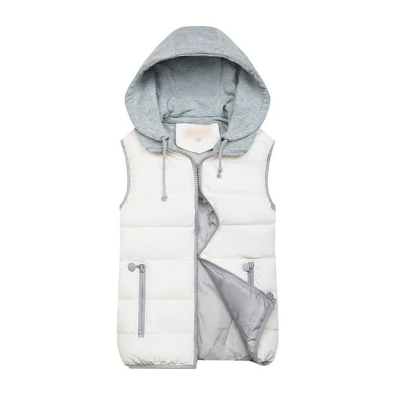 SMihono Clearance Sleeveless Zip Up Hoodie Cotton Vest Coat Drawstring Womens Plus Casual Fashion Loose Zip Ups Solid Warm Tops Female Outerwear White L