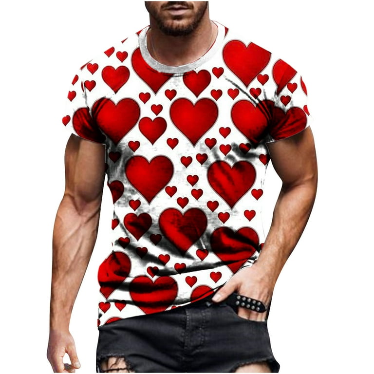 SMihono Clearance T Shirts for Men Valentines Day Gifts Loose Fit Casual  Fitness Sports Crew Neck Short Sleeve Blouse Patchwork Graphic Print Love