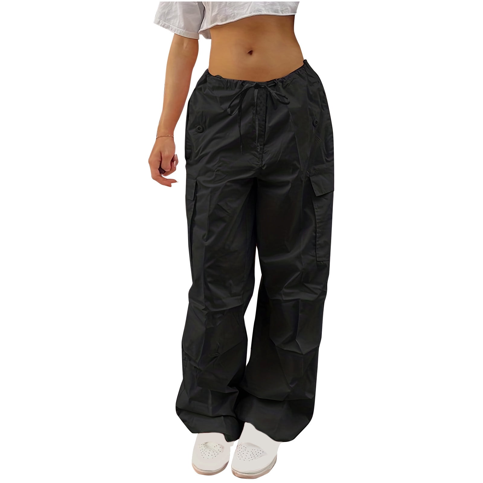 Women E-Girls Punk Cargo Pants, Fashion Teen Girls Plaid Color Block  Sweatpants High Waist Cinch Bottom Skinny Pants