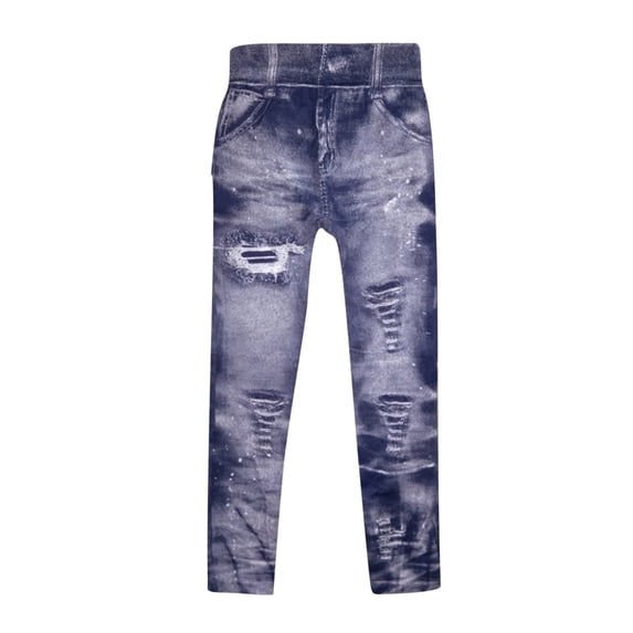 SMihono Women Pants Imitation Denim Leggings Womens Plus Skinny Slim Fit Female Casual Outwear Womens Super Elastic Ladies Trousers for Women Tops Navy S