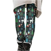SMihono Clearance Women's Christmas Running Printing Elasticity Pants Workout Leggings Yoga Pants Full Length Trousers for Teen Girls Black 12