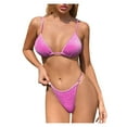 thumbnail image 1 of SMihono Clearance Women's Sexy Pink Glitter Triangle Adjustable Straps Push-Up Padded Bikini Set Triangle Brazilian Swimsuit Two-Piece Bathing Suits Hot Pink 4, 1 of 4