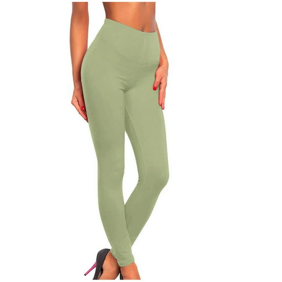 SMihono Clearance Women's Sports Fitness Pants Solid Colored CasualTight Fitting Tight Peach Hip Yoga Pants Stretch Pants Full Length Trousers Leggings for Young Girls Army Green 14