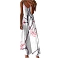 thumbnail image 1 of SMihono Clearance Women's Summer Sleeveless Spaghetti Strap V-Neck Floral Printed Loose Long Maxi Dress White 12, 1 of 5